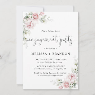 Soft Pink Floral Engagement Party Invitation