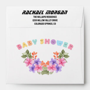 Soft Pink Floral Girl Baby Shower Envelope