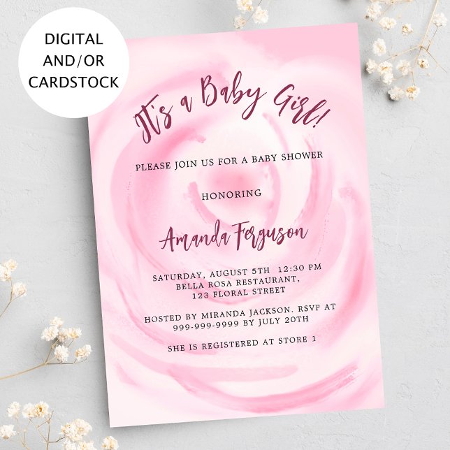Soft pink floral girl baby shower invitation (Creator Uploaded)