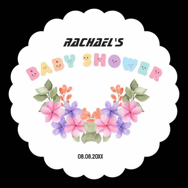 Soft Pink Floral Girl Baby Shower Paper Coaster (Creator Uploaded)