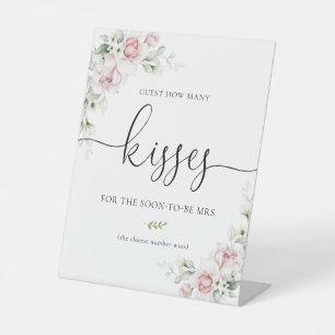 Soft Pink Floral How Many Kisses Sign