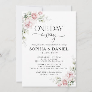 Soft Pink Floral One Day Away Invitation