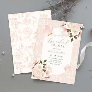 Soft pink floral pattern bridal shower invitation