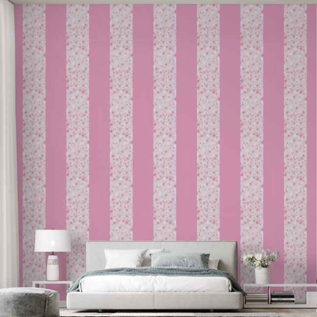 Soft Pink Floral Pattern Minimal Aesthetic Wallpaper (Bedroom)