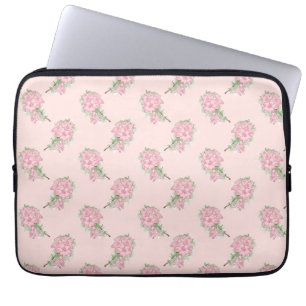 Soft Pink Floral Pattern Romantic Flower Laptop Sleeve