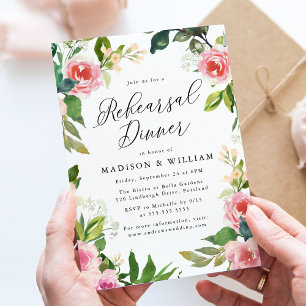 Soft Pink Floral Rehearsal Dinner Invitation