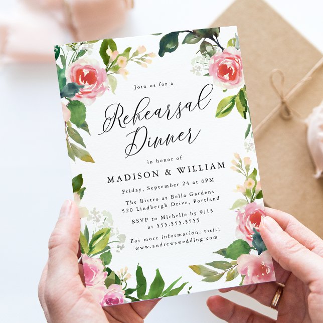 Soft Pink Floral Rehearsal Dinner Invitation (Creator Uploaded)