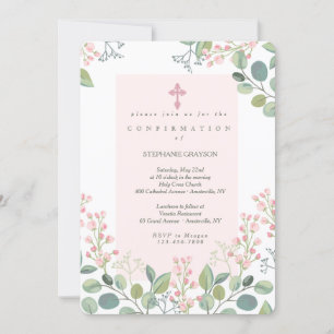 Soft Pink Floral Religious Invitation
