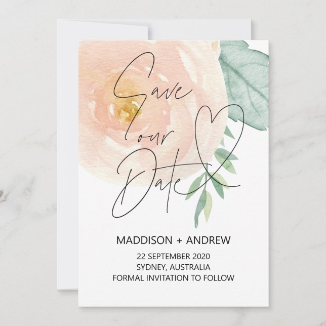 Soft Pink Floral Save the Date Template Cards (Front)