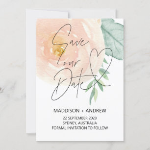 Soft Pink Floral Save the Date Template Cards