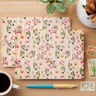 Soft Pink Floral Stripe Pattern Envelope