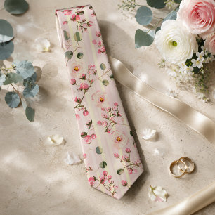 Soft Pink Floral Stripe Pattern Tie