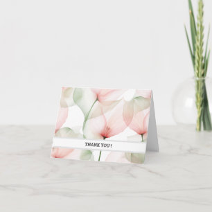 Soft Pink Floral Thank You Card Customisable