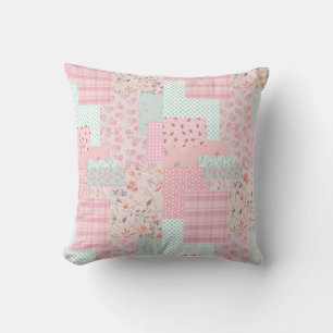 Soft Pink Floral Throw Pillow   Elegant Rose Aesth