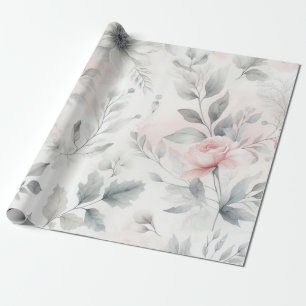 Soft Pink Floral Wash Wrapping Paper