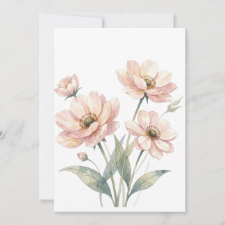 Soft Pink Floral Watercolor Bouquet Art Invitation