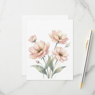 Soft Pink Floral Watercolor Bouquet Art RSVP Card