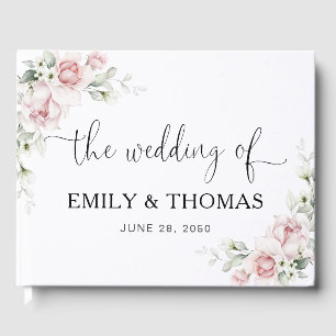Soft Pink Floral Wedding Guest Book