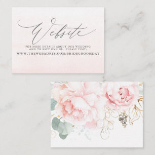 Soft Pink Floral Wedding Website Card