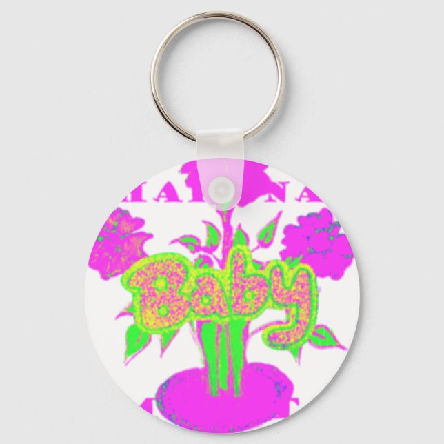 Soft Pink Flower Art: A Baby's Touch. Key Ring (Front)