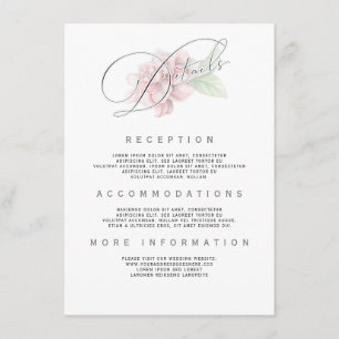 Soft Pink Flower Typography Wedding Information Enclosure Card