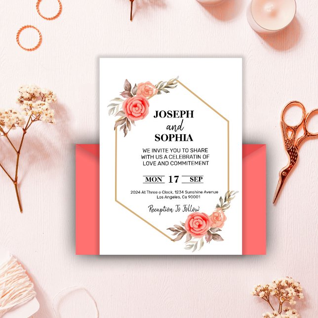 Soft Pink Flowers Elegant Romantic  Invitation (Creator Uploaded)