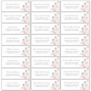Soft Pink Flowers Guest Name Address Labels