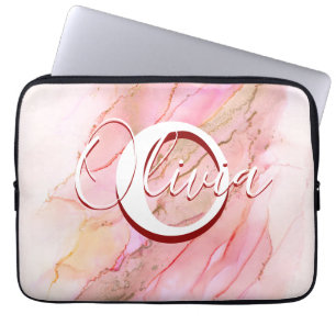 Soft Pink Fluid Alcohol Ink Laptop Sleeve
