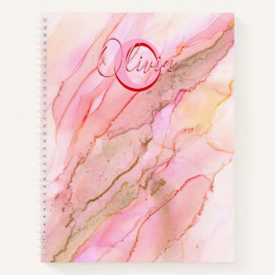 Soft Pink Fluid Alcohol Ink Notebook