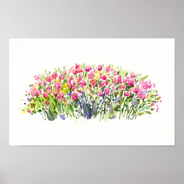 Soft Pink Garden Watercolor – Floral Accent Poster (Front)