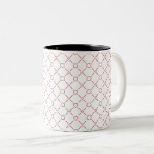 Soft Pink Geometric Lattice Pattern Two-Tone Coffee Mug
