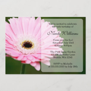 Soft Pink Gerbera Daisy Birthday Party Invitation