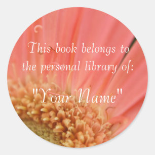 Soft Pink Gerbera Personal Library Sticker