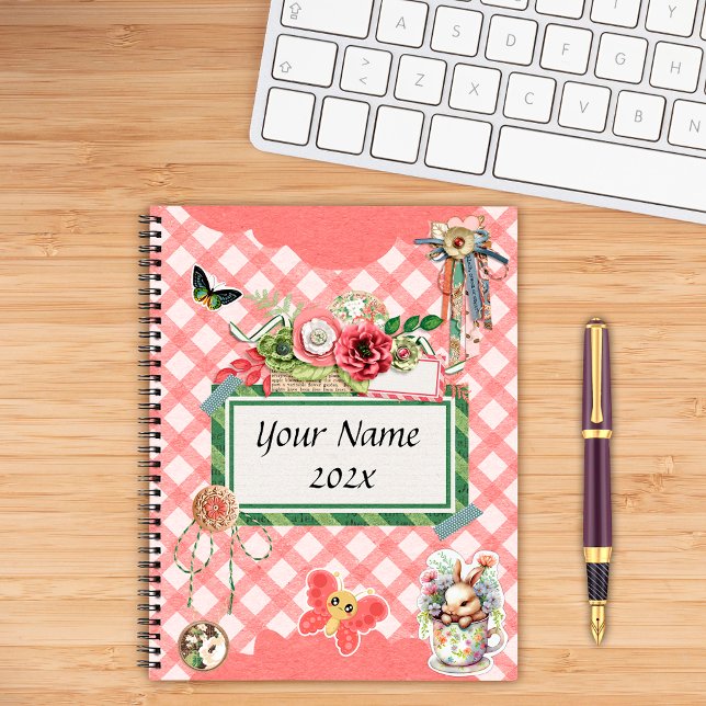 Soft Pink Gingham Cute Scrapbooking Elements Plann Planner (Creator Uploaded)