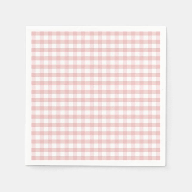 Soft Pink Gingham Plaid Birthday Baby Shower Napkin (Front)