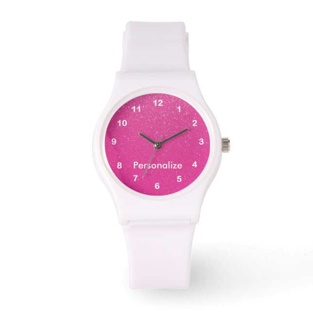 Soft Pink Glitter Print Watch (Front)
