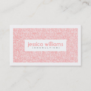 Soft Pink Glitter & Sparkles White Border Business Card