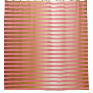 Soft Pink & Gold Gradation Stripes Shower Curtain