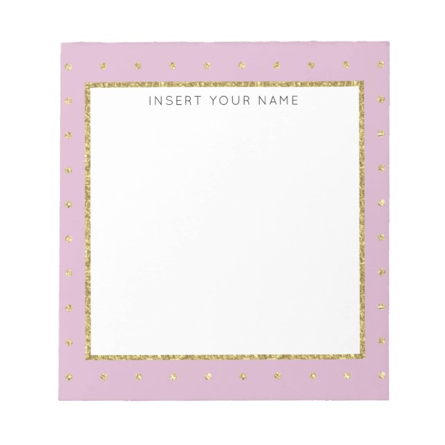 Soft Pink & Gold Personalised Notepad 5.5" x 6" (Front)