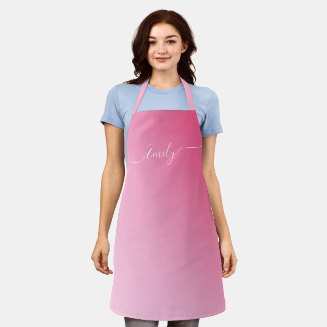 soft pink  gradient  -add name apron (Worn)