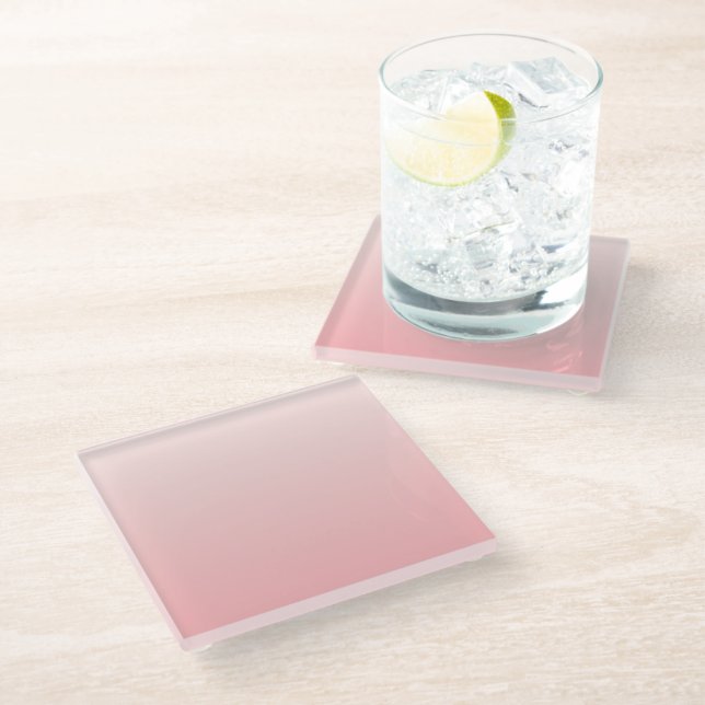 Soft pink gradient glass coaster (Angled)