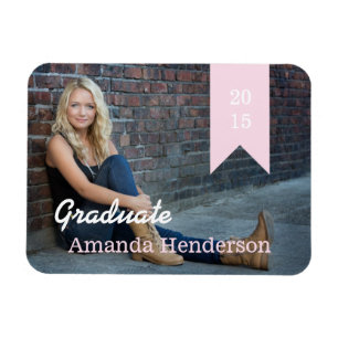 Soft Pink Graduation Photo Announcement Magnet
