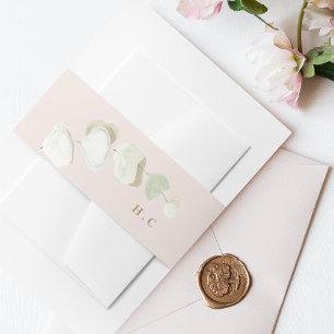 Soft Pink Grass Tropical Jungle Floral Wedding Invitation Belly Band