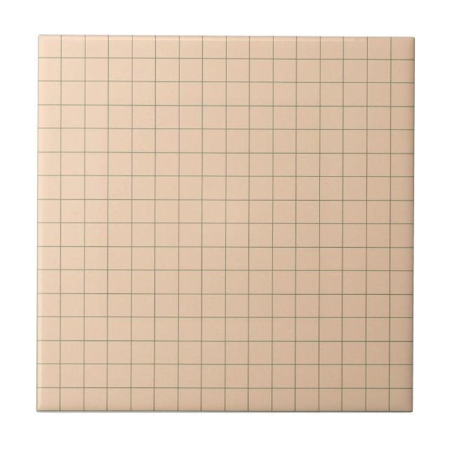 Soft Pink & Green Chequered Retro Minimalist  Tile (Front)
