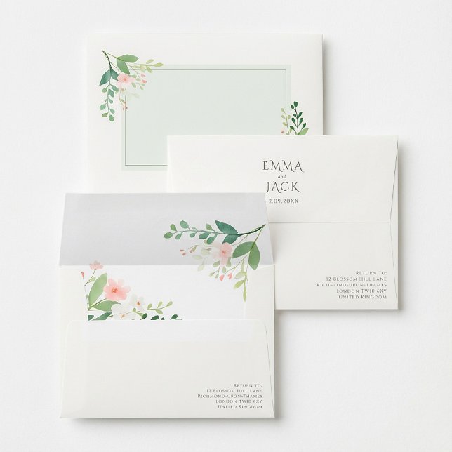 Soft Pink Green Elegant Floral Wedding Envelope (Creator Uploaded)