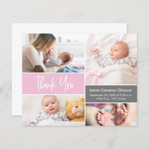 Soft pink grey Modern Script Photos Baby shower