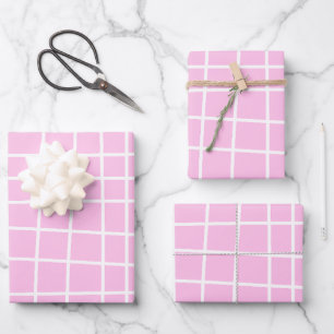 Soft Pink Grid Abstract Pattern Wrapping Paper Sheet