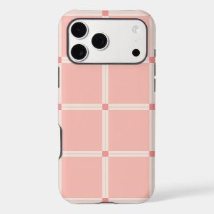 Soft Pink Grid Pattern with Coral Accent 