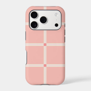 Soft Pink Grid Pattern with Coral Accent 