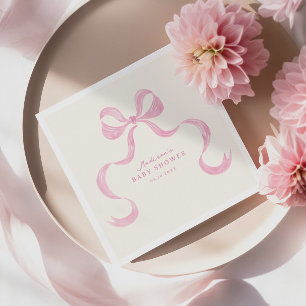 Soft Pink Hand Drawn Bow Baby Shower Napkin
